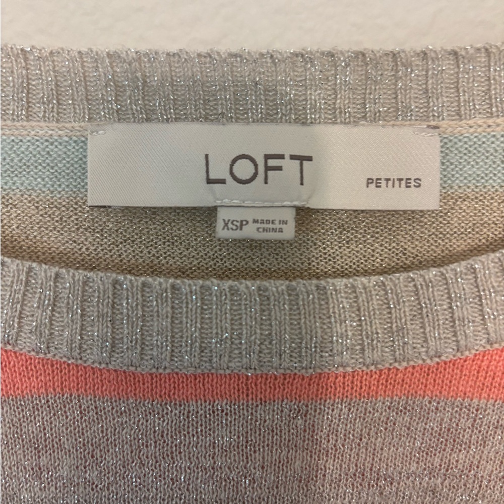 LOFT Women's Colorful Striped Crew Neck Sweater - Picture 2 of 4